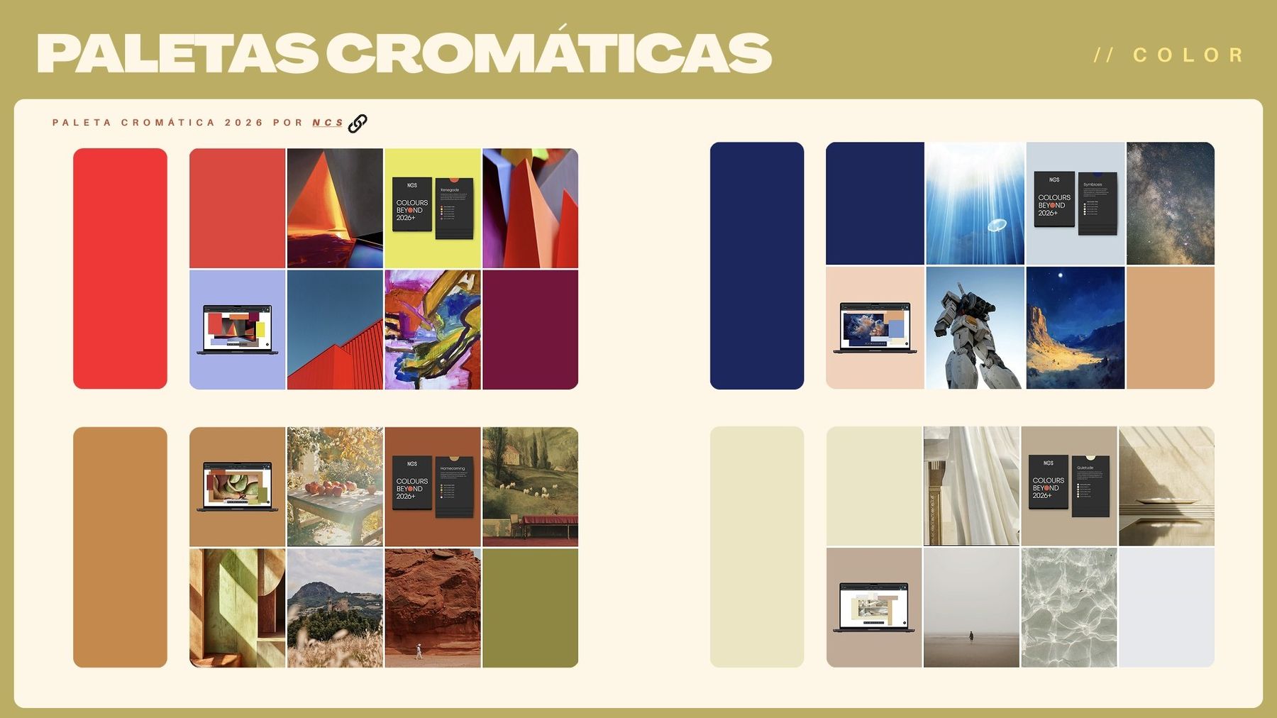 Trend presentation slide, colour palettes